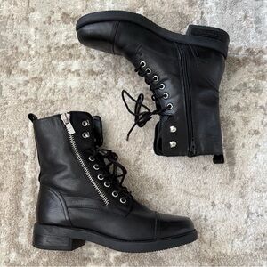 Marc Fisher Black Leather Combat Boots